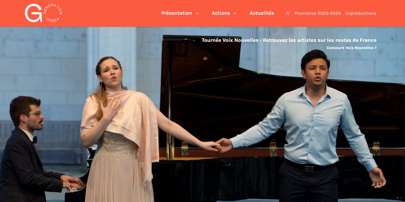 Webmastering Frédéric Perrin - Génération Opéra, site de promotion des jeunes artistes lyriques