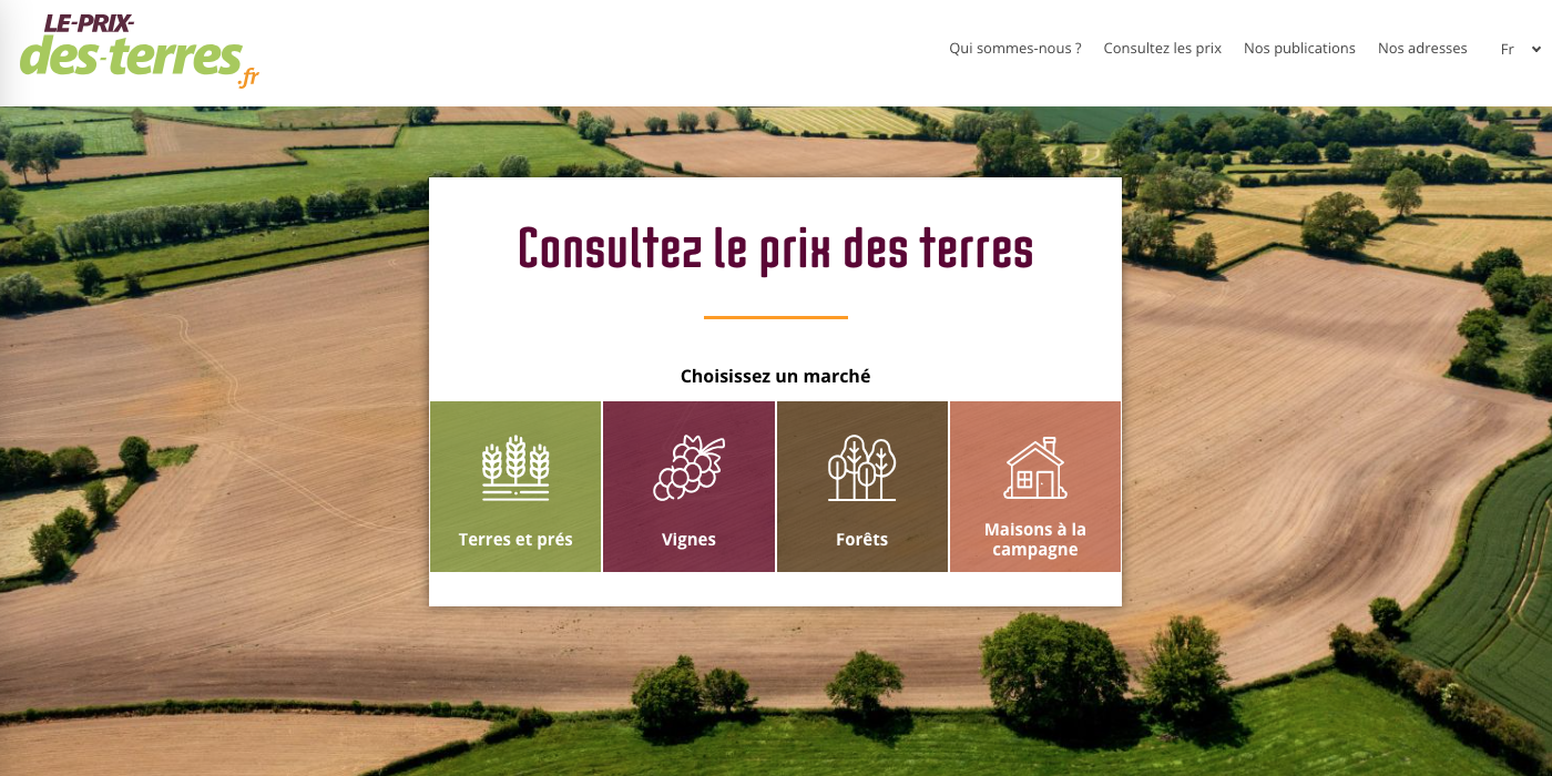 Webmastering Frédéric Perrin - La Prix de Terres, découvrez le prix de votre parcelles