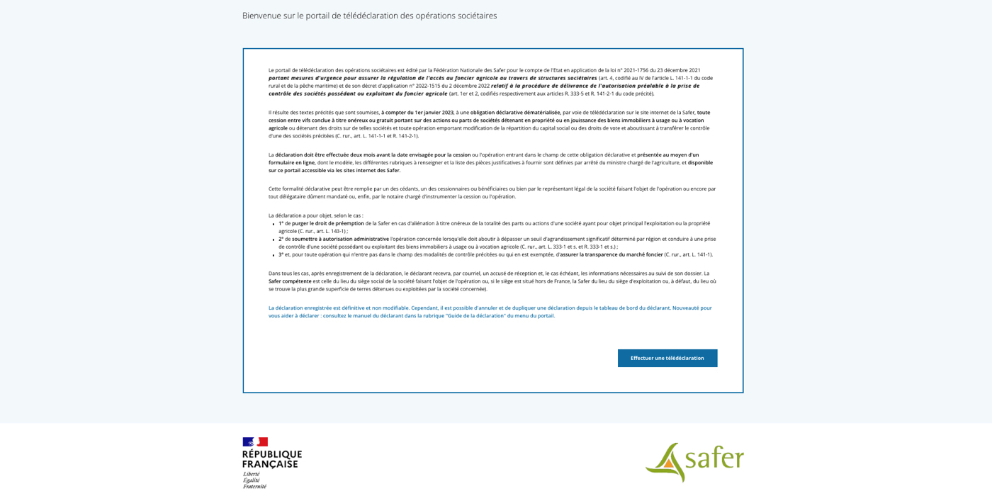 Portail de Télédéclaration des opérations sociétaires